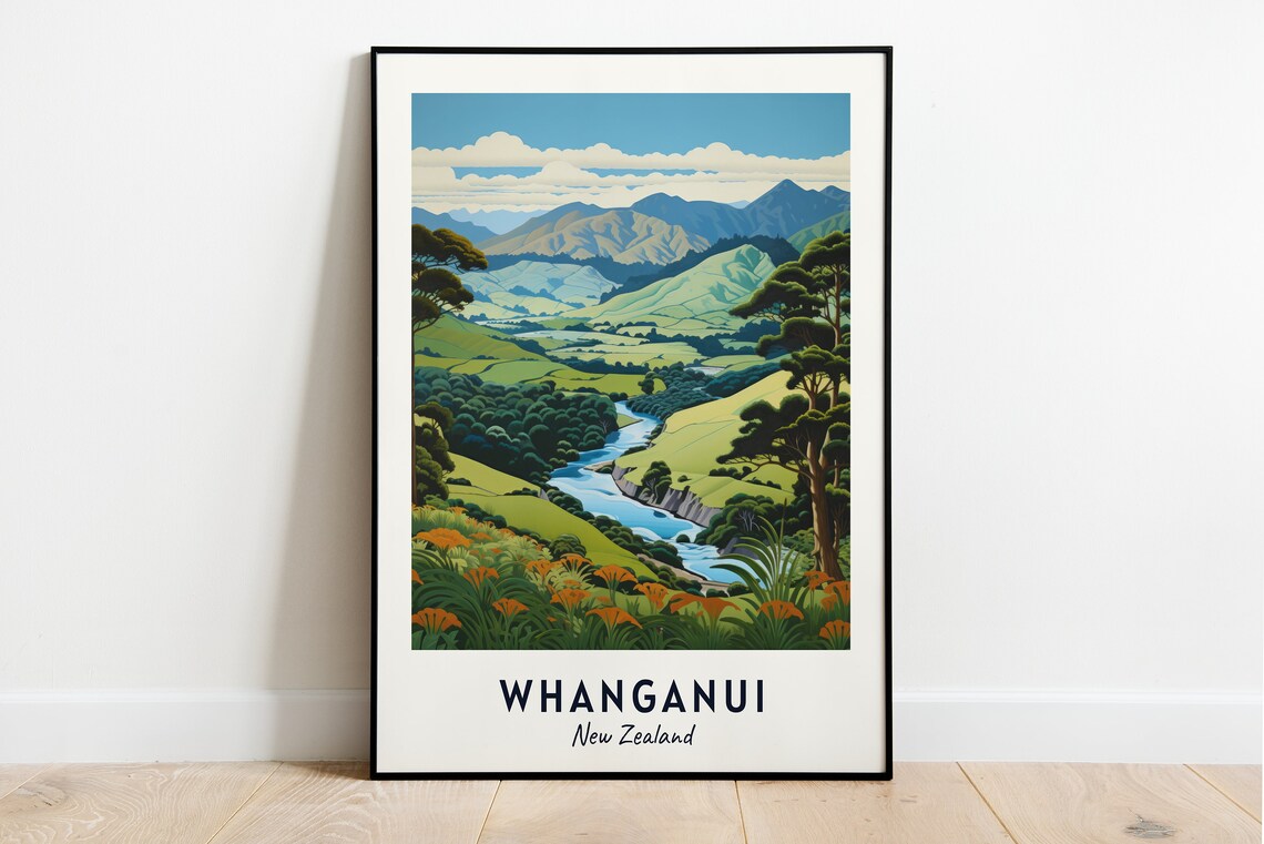 Whanganui New Zealand Travel Poster, City View