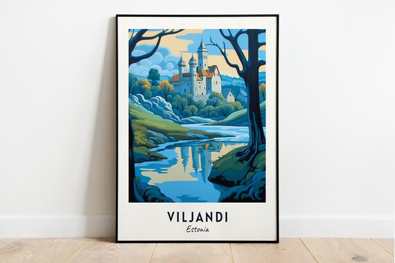 Viljandi Estonia Castle Ruins River Lake View Art Travel Poster