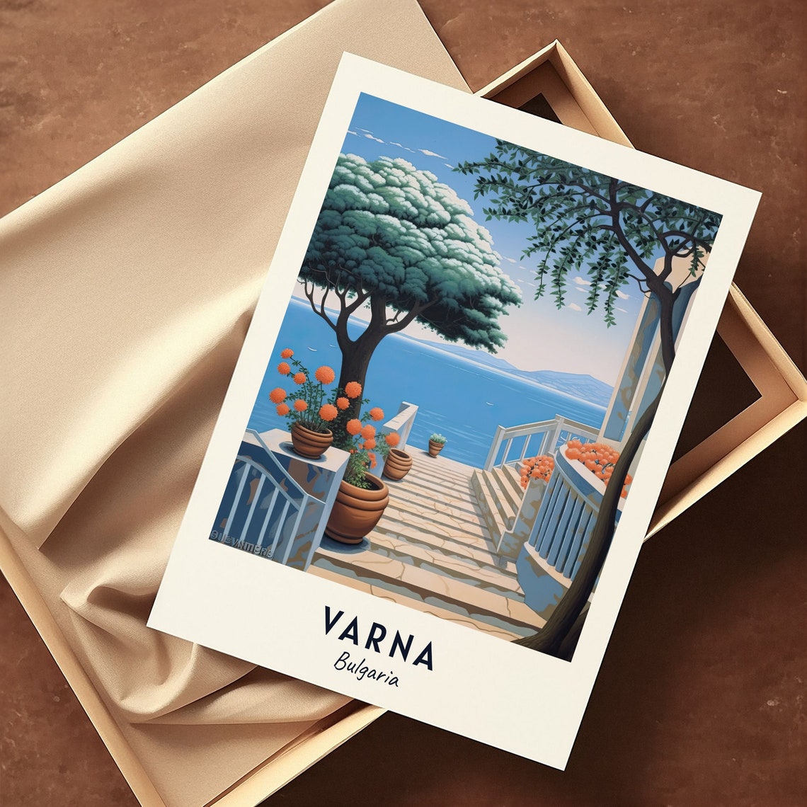 Varna Bulgaria Seaside Terrace Steps Down To The Black Sea Poster - Image 3