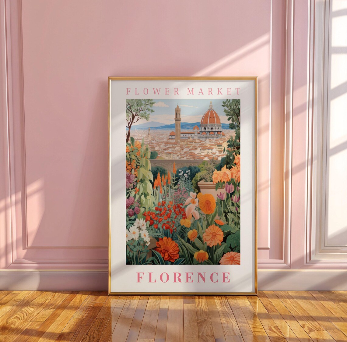 Florence Flower Market Travel Poster, Botanical Illustration - Image 3