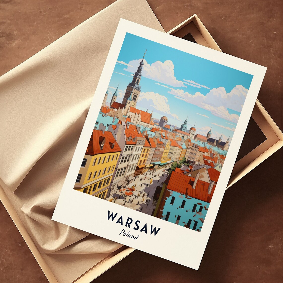 Warsaw Poland Historic Old Town Rooftops And Church Spire Poster - Image 3