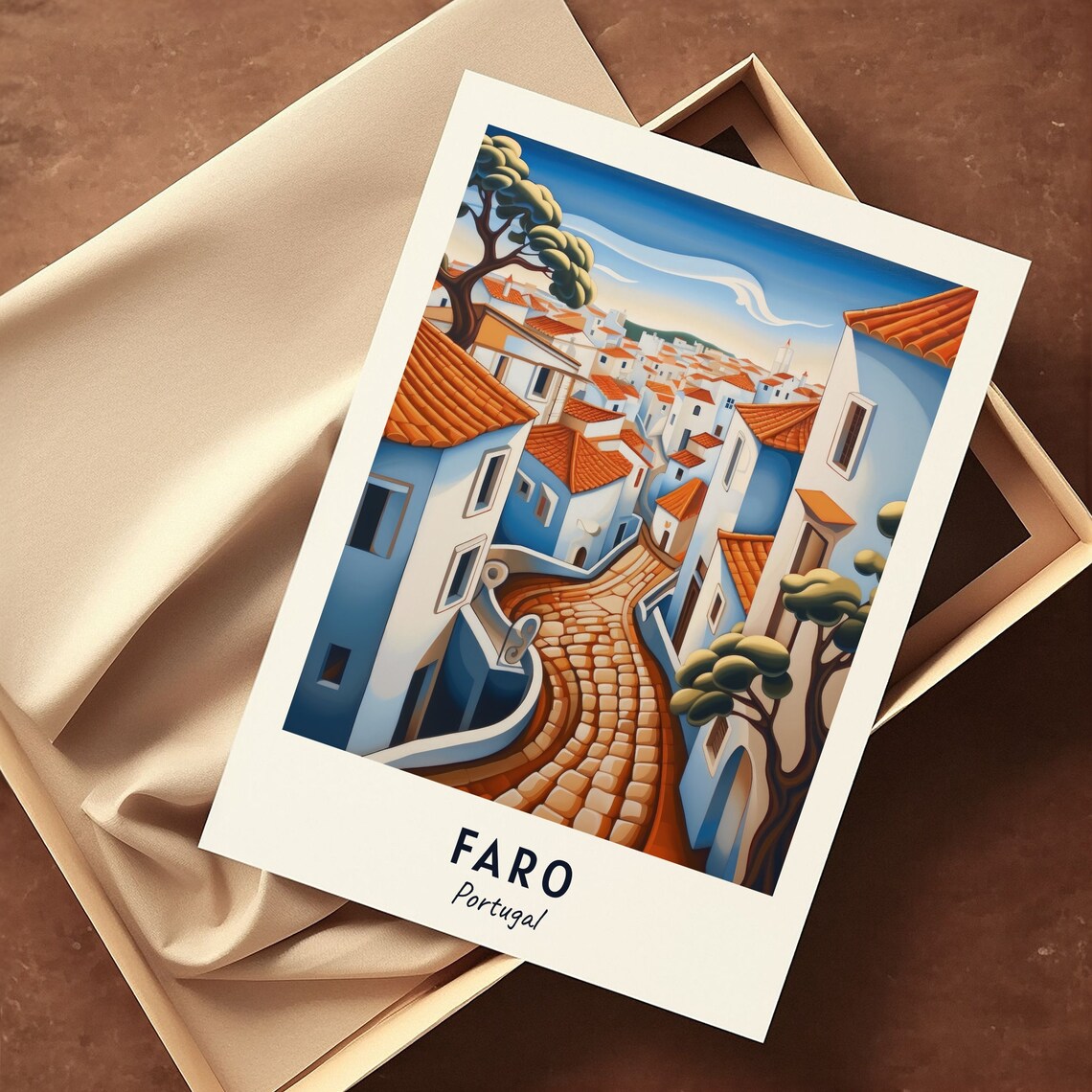 Old Town Cidade Velha Travel Print Wall Art Faro Portugal City Print Old Town Cidade Velha Travel Gift Wall Art - Image 3