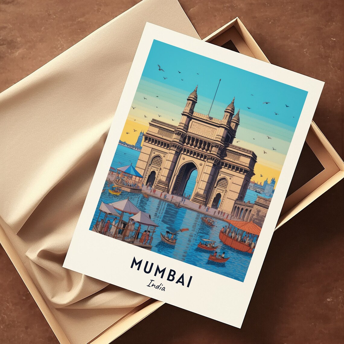 Gateway Of India Waterfront Boats Sunset Mumbai India Travel Poster - Image 3