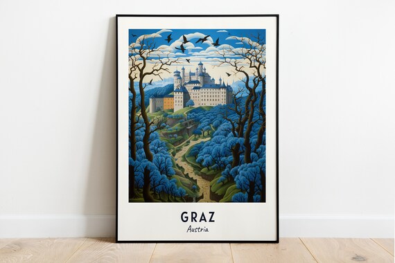 Eggenberg Palace Above a Blue Autumn Forest in Graz Austria Poster