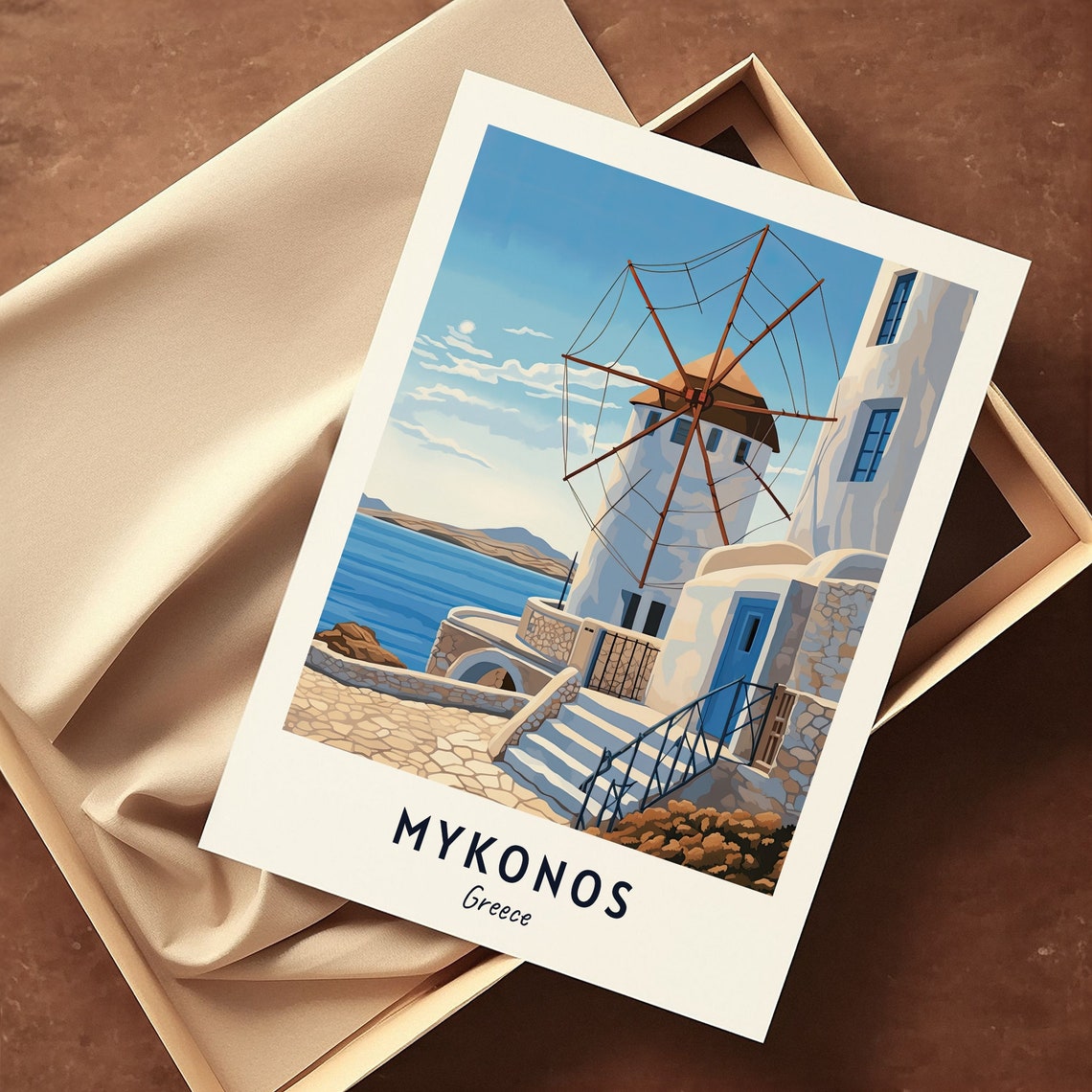 Windmills Of Mykonos Travel Print Wall Art Mykonos Greece City Print Windmills Of Mykonos Travel Gift Windmills Of Mykonos Poster - Image 3