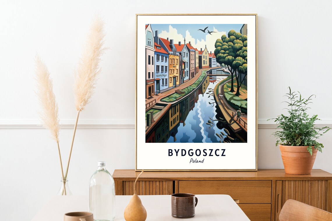 Bydgoszcz Poland Riverside Houses Canal Daytime Travel Poster - Image 2