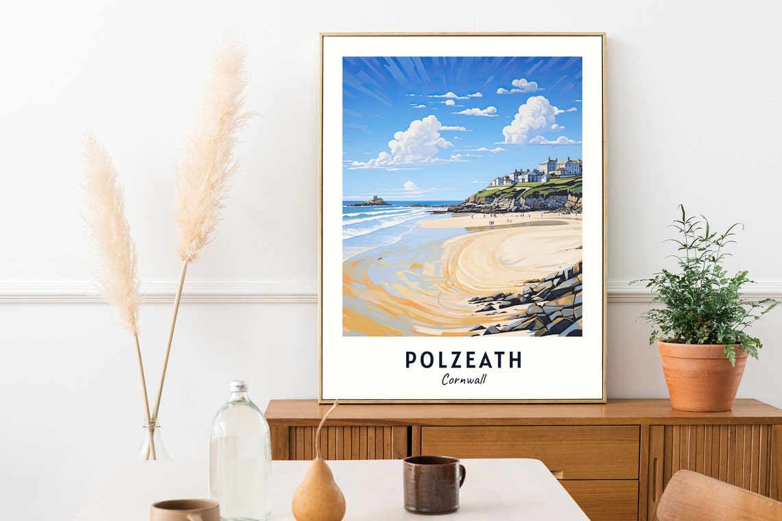 Polzeath Cornwall Sandy Beach Sunny Coastline Summer Travel Poster - Image 2