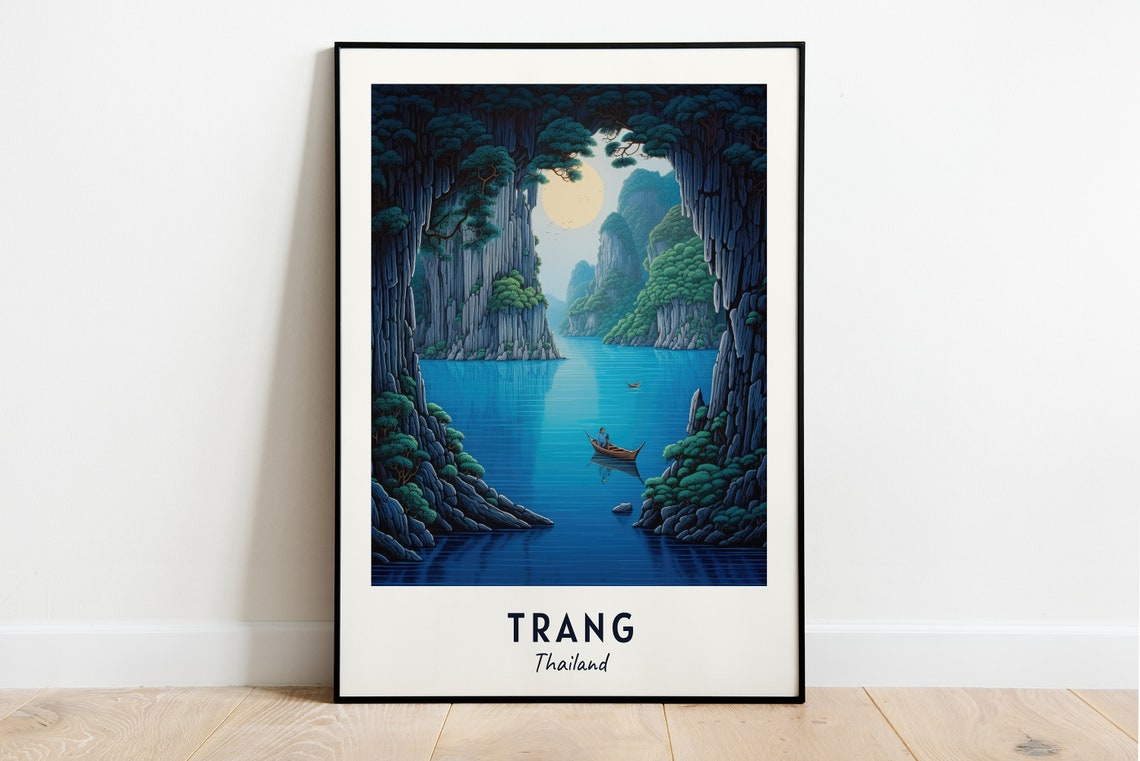 Emerald Cave Koh Mook Hidden Lagoon Moonlit Thailand Travel Poster