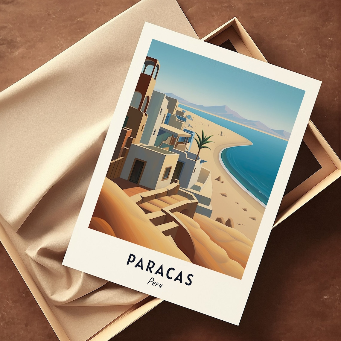 Paracas Sandy Beach Dunes Calm Bay Peru Coastal Travel Poster - Image 3
