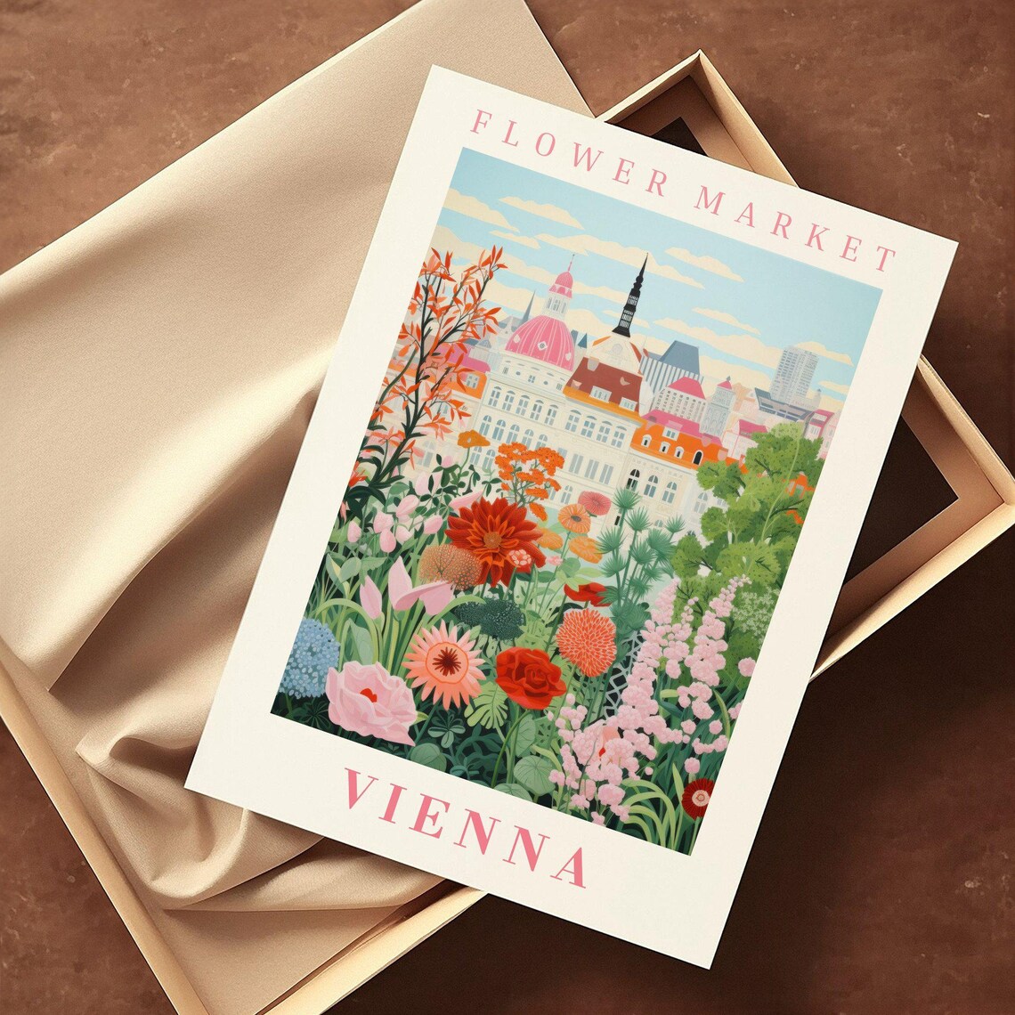 Vienna Flower Market Imperial Domes Blossoming Garden Travel Poster - Image 2