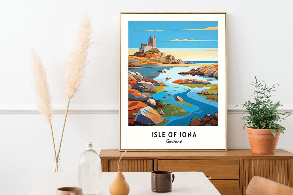 Isle of Iona Scotland Historic Abbey Rocky Shore Travel Poster - Image 2