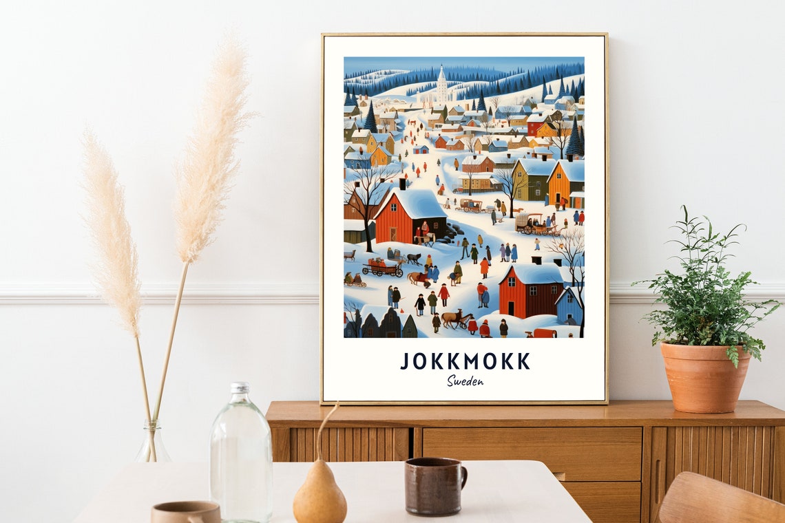 Jokkmokk Winter Market Travel Print Wall Art Jokkmokk Sweden City Print Jokkmokk Winter Market Travel Gift Wall Art - Image 2