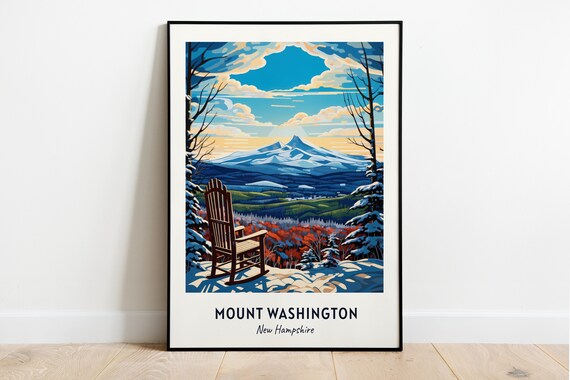Mount Washington New Hampshire Snowy Peak Rocking Chair Travel Poster