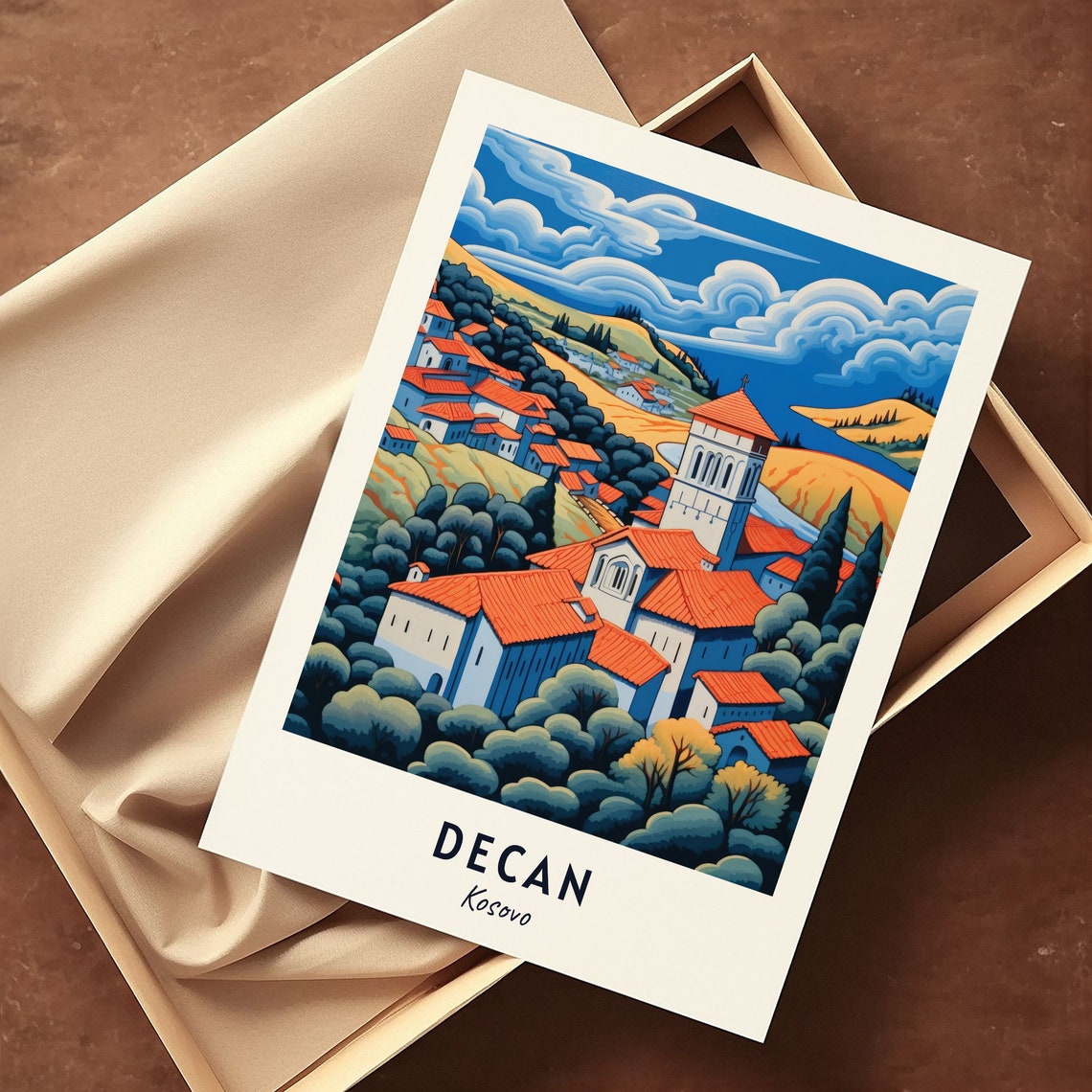 Decan Kosovo Red Roofed Monastery Among Rolling Green Hills Poster - Image 3