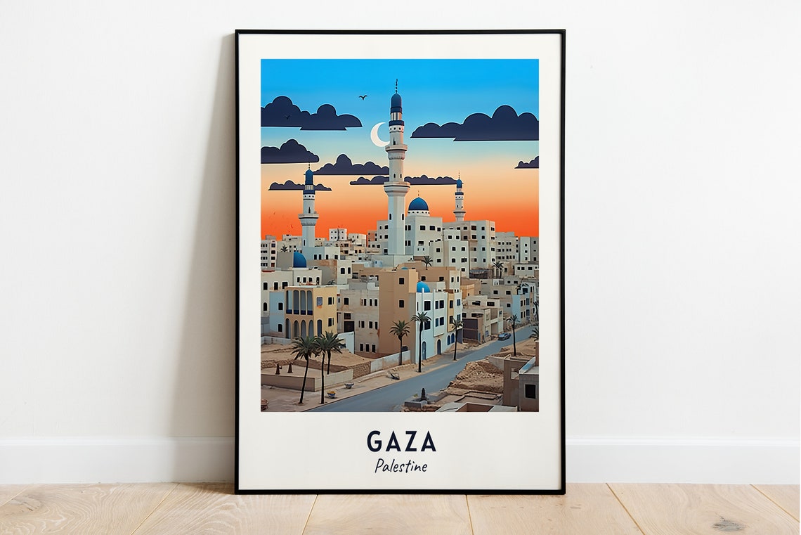 Gaza City Print Gaza Travel Poster Palestine Travel Gift Gaza Palestine Poster Gaza Gift