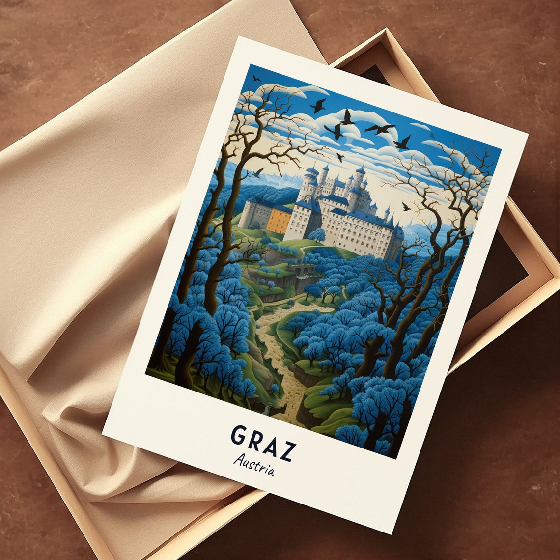 Eggenberg Palace Above a Blue Autumn Forest in Graz Austria Poster - Image 3