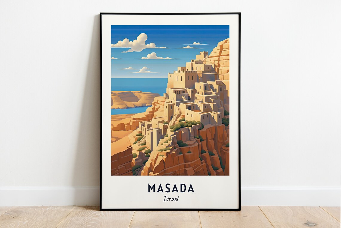 Masada Israel Travel Poster, City Wall Art Print