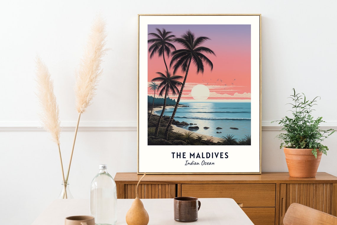 The Maldives Indian Ocean Travel Print Wall Art The Maldives Indian Ocean City Print The Maldives Indian Ocean Travel Gift Wall Art - Image 2