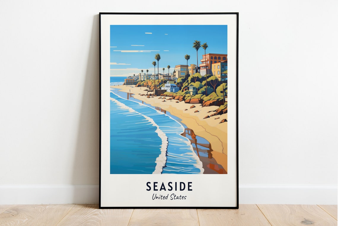 Seaside Travel Print Wall Art Seaside United States City Print Seaside Travel Gift Seaside City Poster Travel Gift