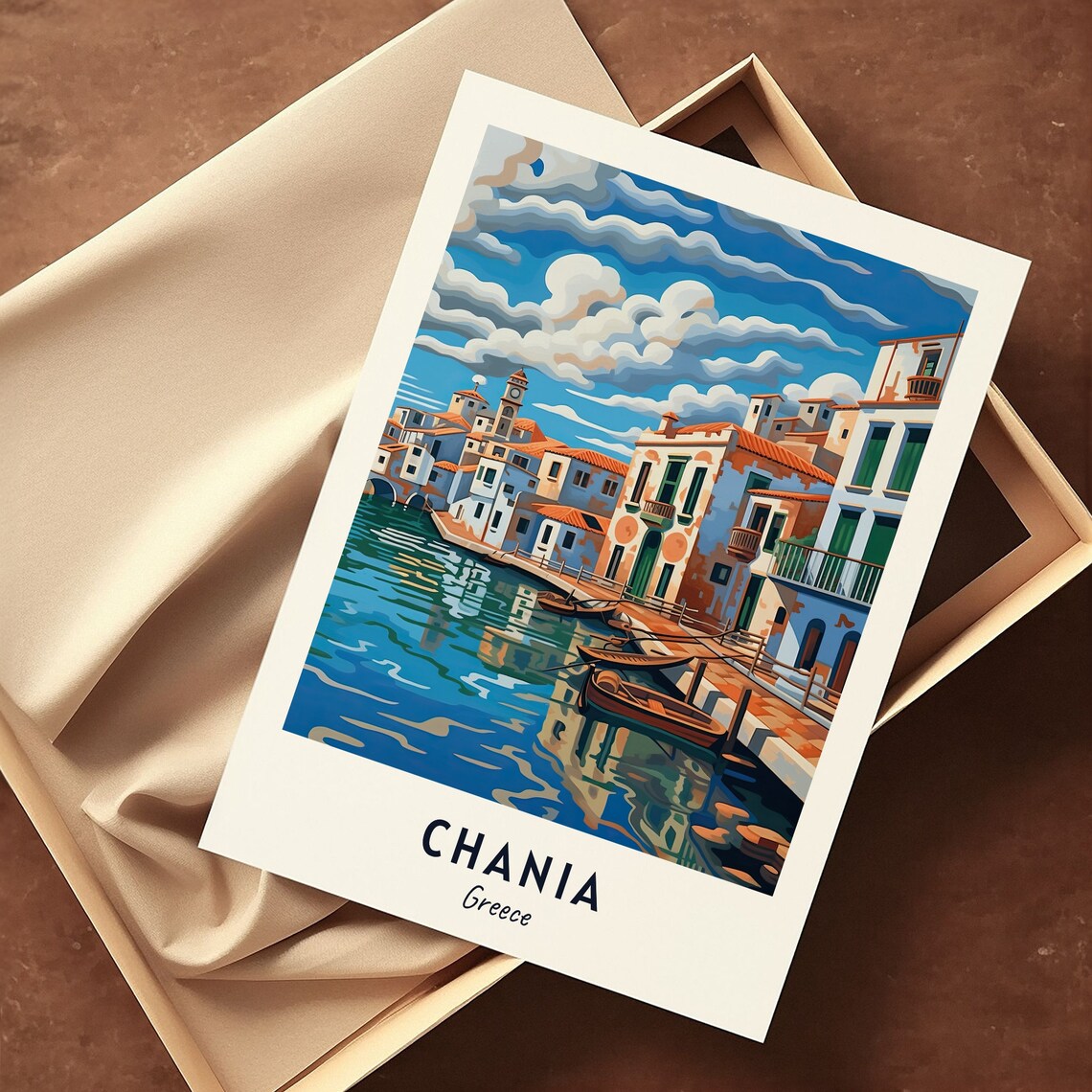 Old Venetian Harbor Waterfront with Boats Chania Greece Poster - Image 3