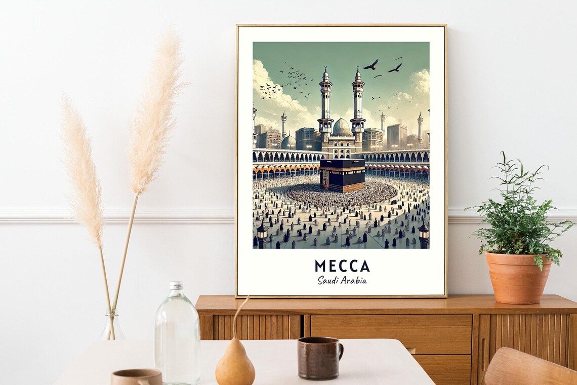 Mecca Saudi Arabia Kaaba Masjid Al Haram Pilgrimage Travel Poster - Image 2