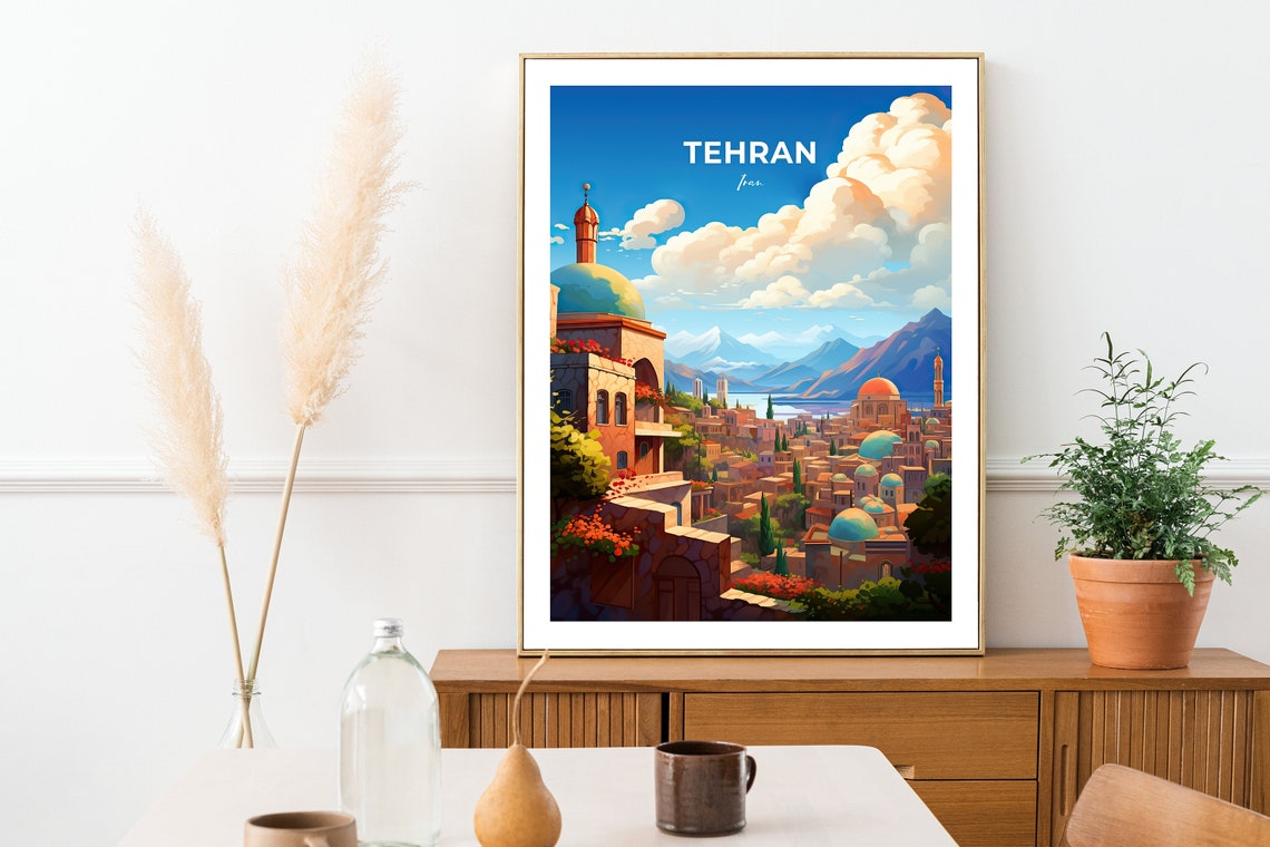 Tehran Iran Domed Cityscape Snow Capped Mountain Vista Poster - Image 2