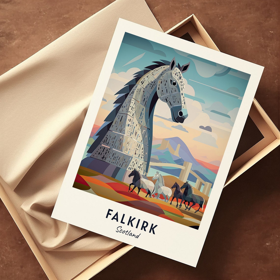 The Kelpies Travel Print Wall Art Falkirk Scotland City Print The Kelpies Travel Gift The Kelpies Poster Travel Gift - Image 3
