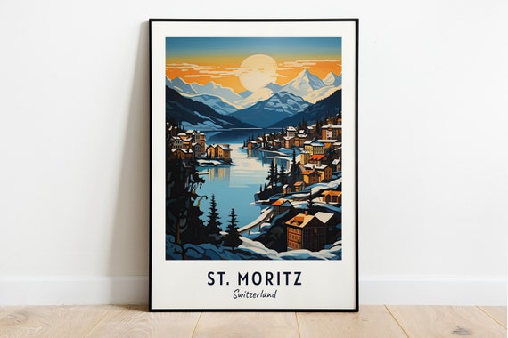 St Moritz Travel Print St Moritz Switzerland Travel Gift Printable City Poster Wedding Gift Birthday Present