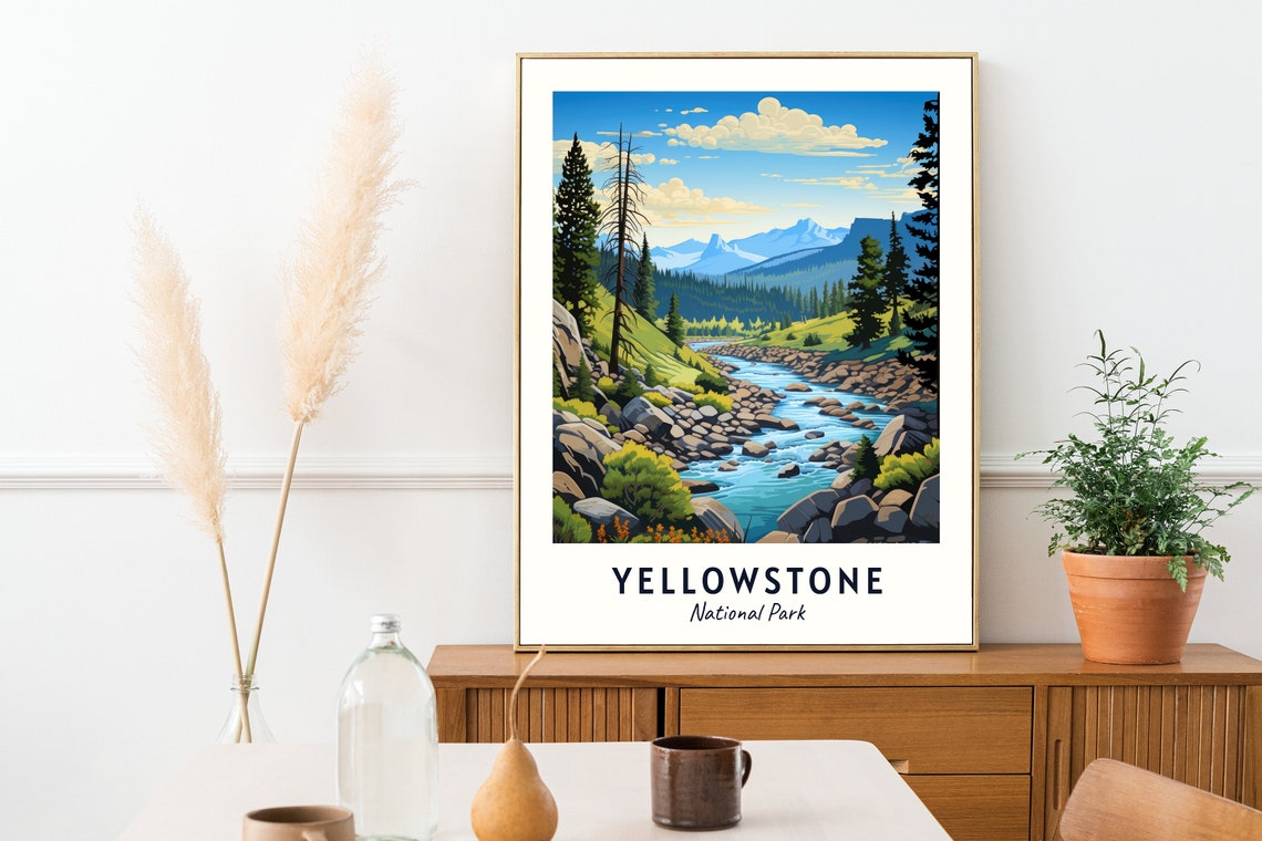 Yellowstone National Park Travel Print Wall Art Yellowstone National Park City Print Yellowstone National Park Travel Gift Wall Art - Image 2