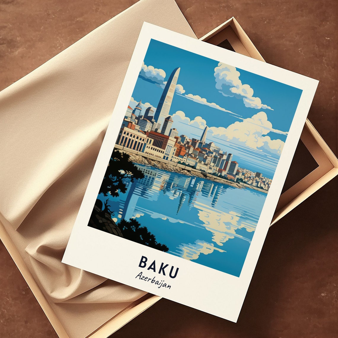 Baku Travel Print Baku Azerbaijan Travel Gift Printable City Poster Wedding Gift Birthday Present - Image 3