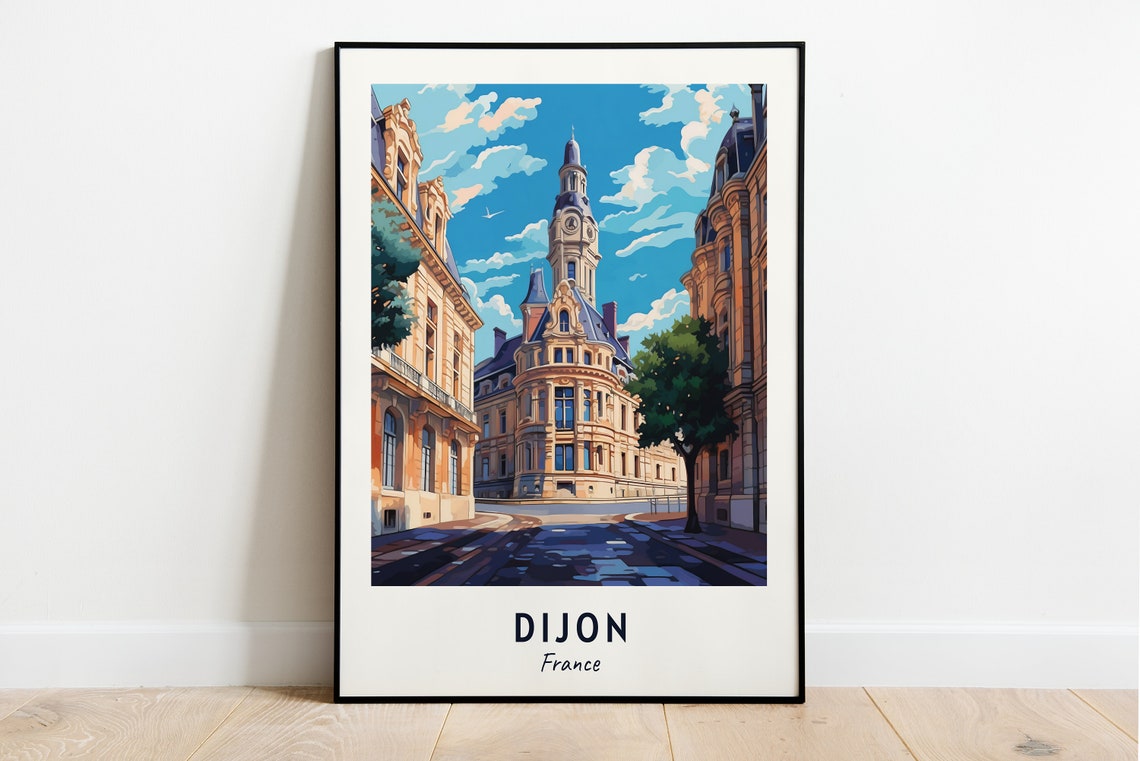 Dijon Travel Print Wall Art Dijon France City Print Dijon Travel Gift Dijon City Poster Travel Gift Wedding Gift