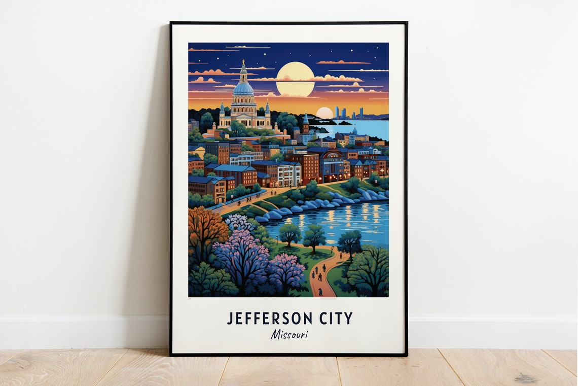 Jefferson City Travel Print Wall Art Jefferson City Missouri City Print Jefferson City Travel Gift Jefferson City City Poster Wall Art