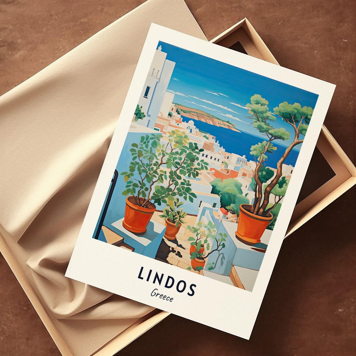 Lindos Greece Whitewashed Village View From A Terrace Poster - Image 3