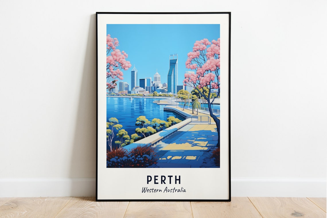 Perth Western Australia City Skyline Riverfront Blossom Park Poster
