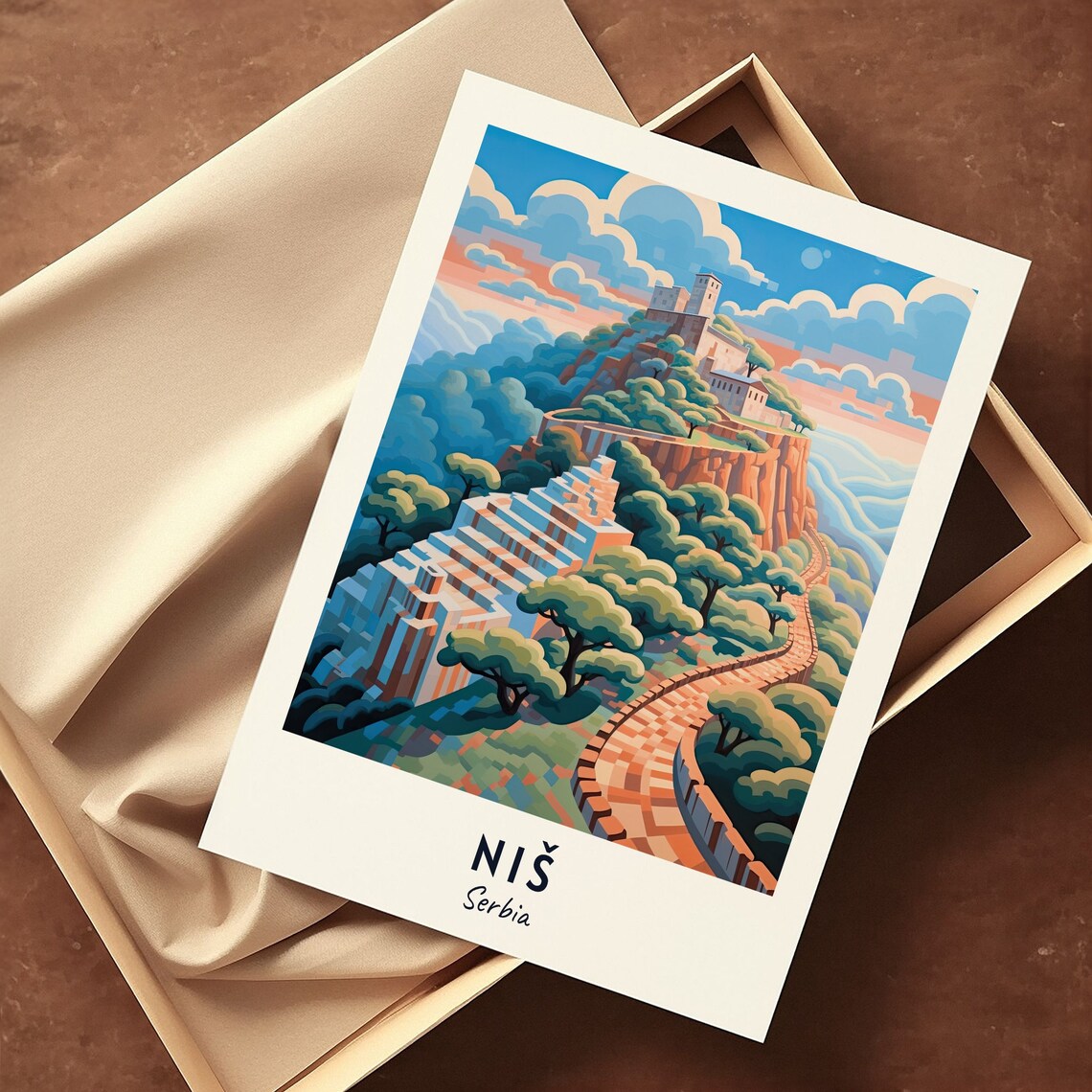 Nis Fortress Hilltop Castle Winding Path Serbia Travel Poster - Image 3