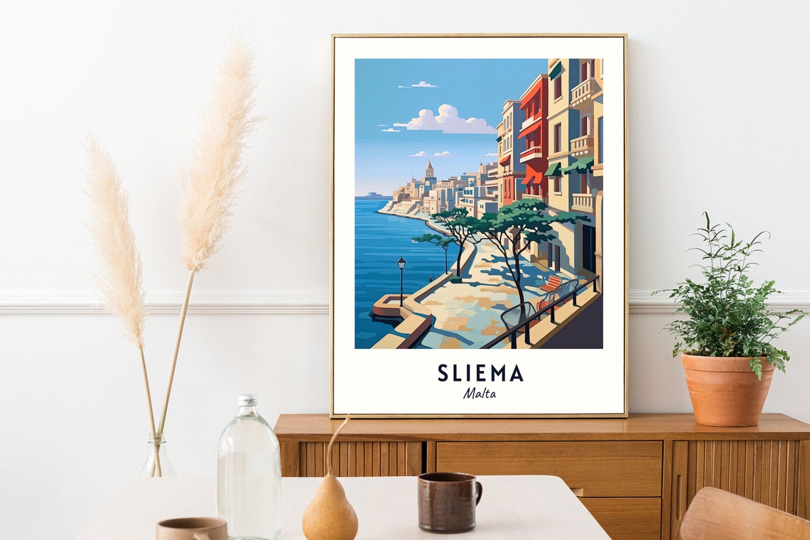 The Promenade Travel Print Wall Art Sliema Malta City Print The Promenade Travel Gift The Promenade Poster Wall Art - Image 2