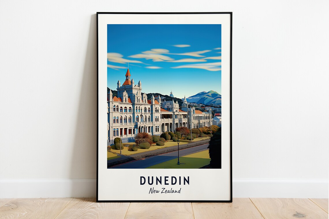 Dunedin New Zealand Historic Railway Station Morning View Poster