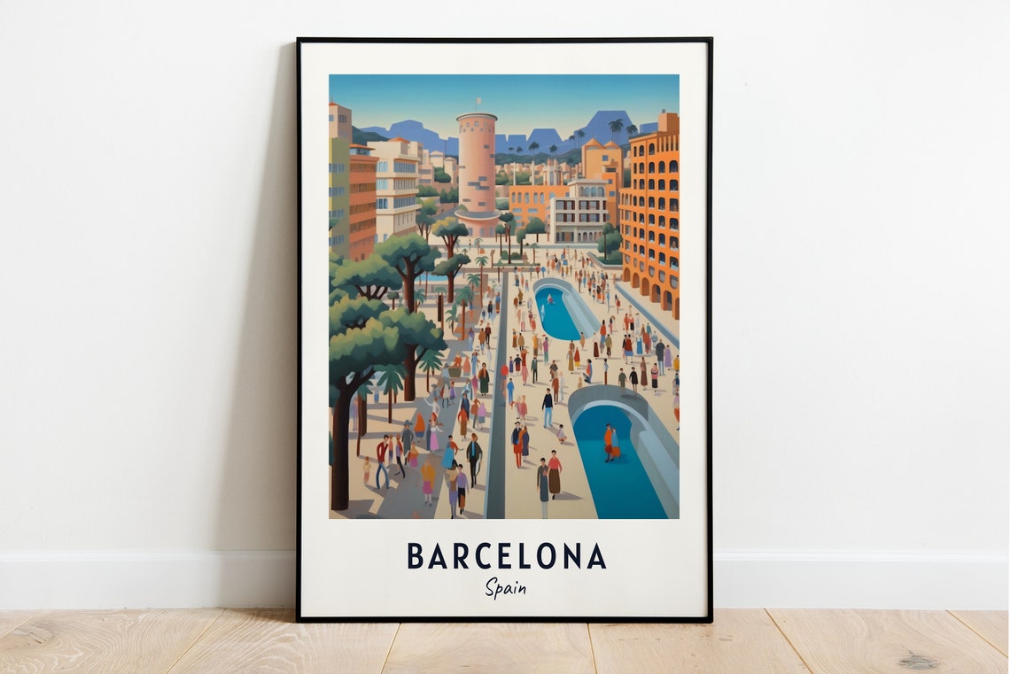 Barcelona Travel Print Wall Art Barcelona Spain City Print Barcelona Travel Gift Barcelona City Poster Travel Gift
