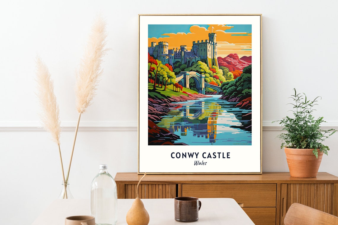 Conwy Castle Wales Medieval Fortress Over A Sunset River Poster - Image 2