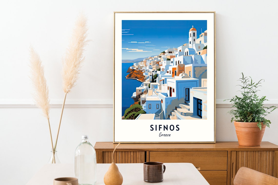 Sifnos Travel Print Wall Art Sifnos Greece City Print Sifnos Travel Gift Sifnos City Poster Travel Gift Wall Art - Image 2