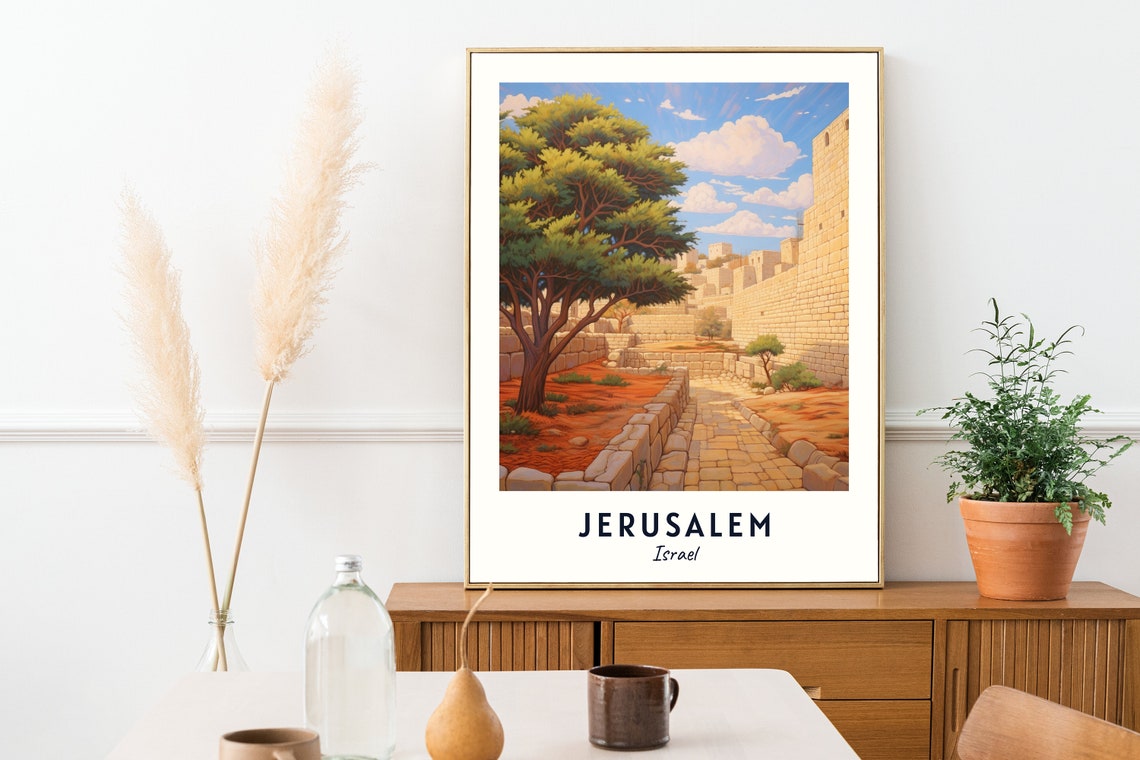 Jerusalem Israel Old City Stone Street Ancient Wall View Poster - Image 2