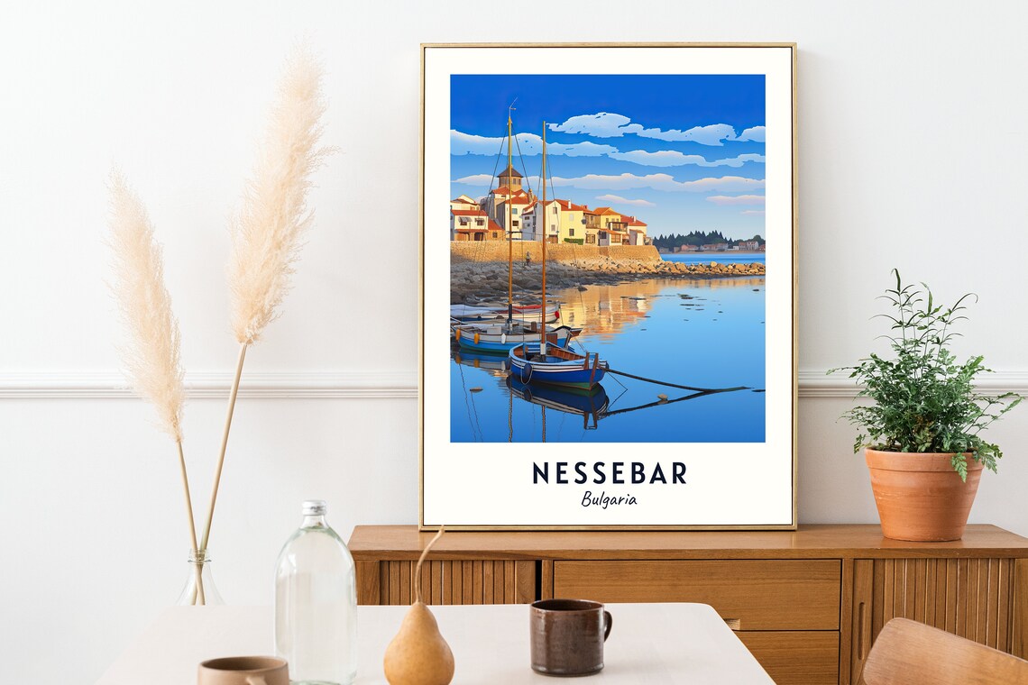 Nessebar Bulgaria Harbor Sailboats Old Town Coastal Travel Poster - Image 2