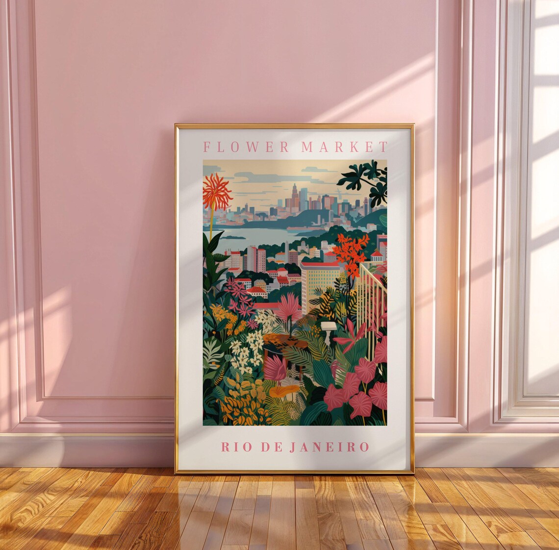 Rio De Janeiro Flower Market Tropical Bay Hills Bloom Travel Poster - Image 3