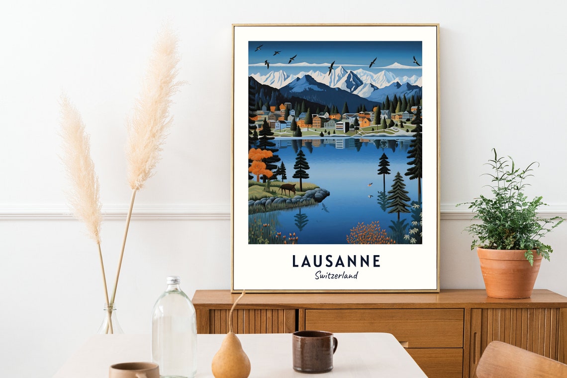 Lausanne Travel Print Wall Art Lausanne Switzerland City Print Lausanne Travel Gift Lausanne City Poster Travel Gift - Image 2