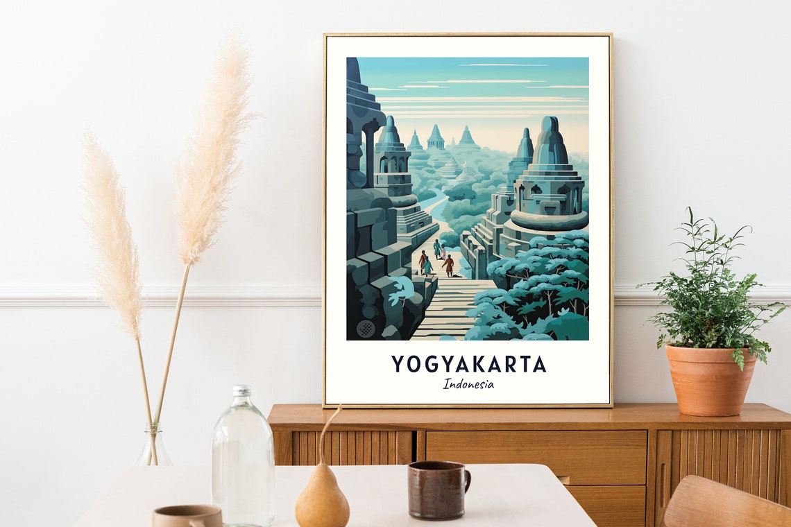 Borobudur Temple Travel Print Wall Art Yogyakarta Indonesia City Print Borobudur Temple Travel Gift Borobudur Temple Poster Wall Art - Image 2