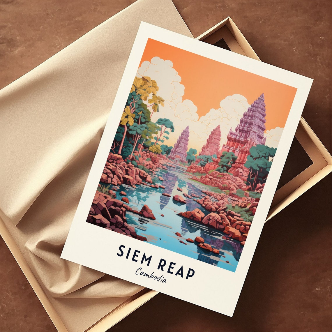 Siem Reap Cambodia Travel Print Wall Art Siem Reap Cambodia City Print Siem Reap Cambodia Travel Gift Siem Reap Cambodia Poster - Image 3