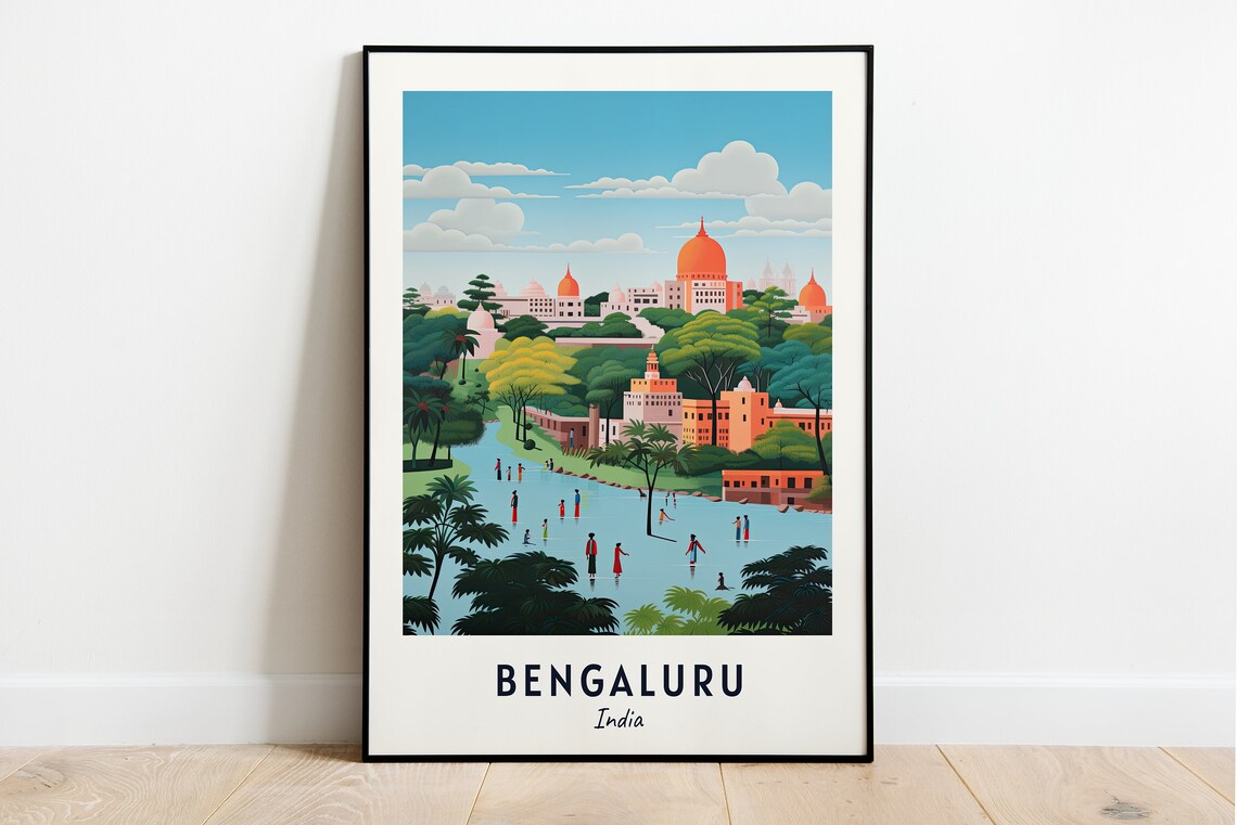 Bengaluru India Travel Poster, City Wall Art