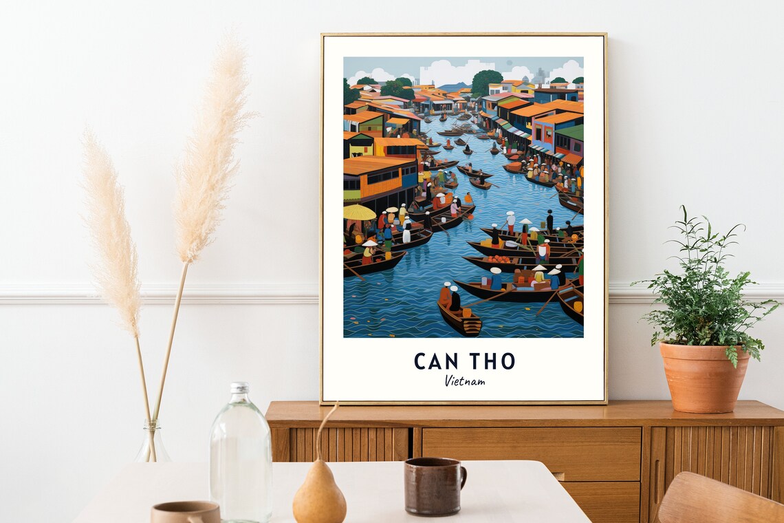 Cai Rang Floating Market Can Tho Vietnam Early Morning Boats Poster - Image 2