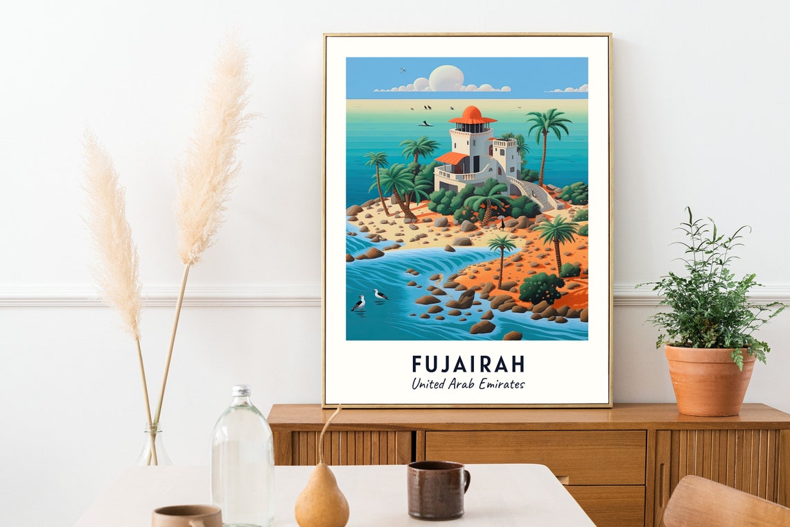 Snoopy Island Travel Print Wall Art Fujairah United Arab Emirates City Print Snoopy Island Travel Gift Snoopy Island Poster Wall Art - Image 2