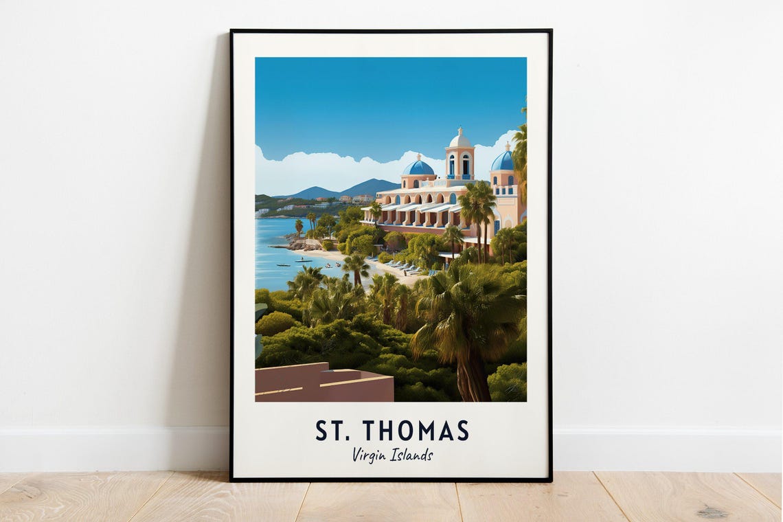 St Thomas Virgin Islands Beach Resort Travel Poster Paradise